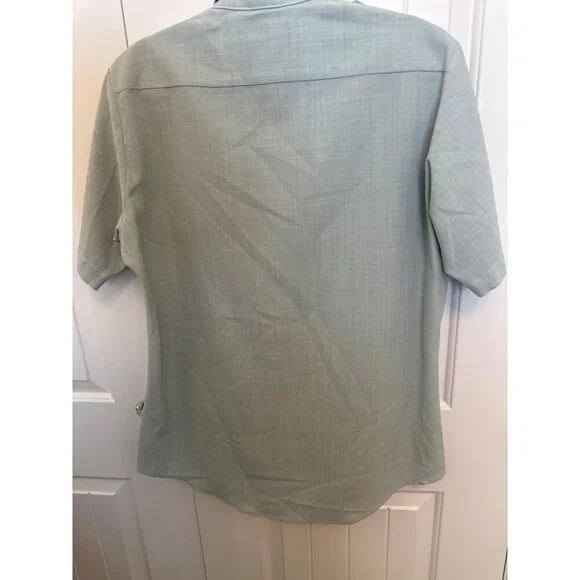 Vintage Men's FLYING CROSS Uniform Shirt - Green Short Sleeve Size Small 10 1/2 - Picture 2 of 11
